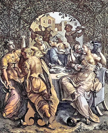 Orgy with prostitute woman in the 17th century