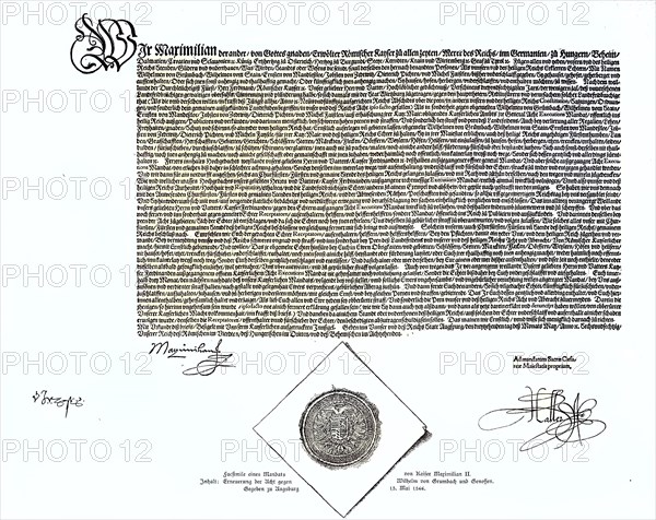 Mandate of Emperor Maximilian II. Renewal of the law