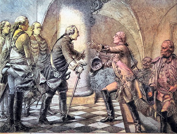 Encounter of Frederick II with Emperor Joseph II in Neisse in 1769