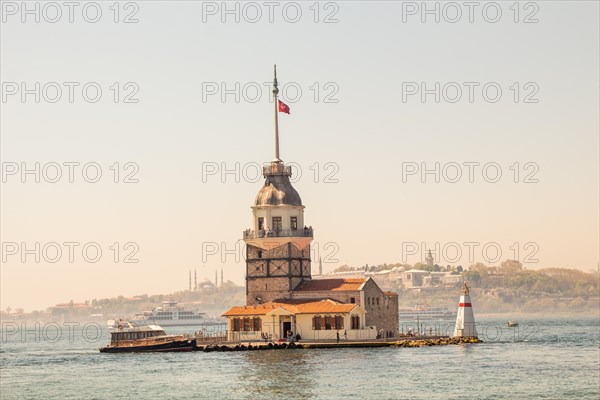 Maidens Tower located in the middle of Bosporus