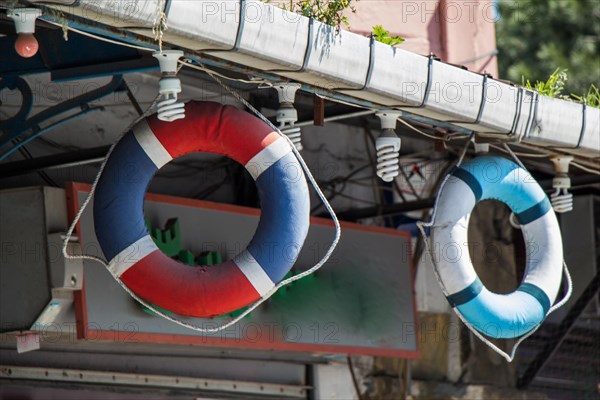 Life preservers or life savers hanging in air