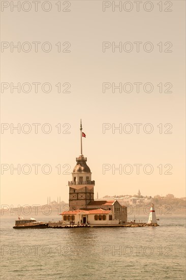 Maidens Tower located in the middle of Bosporus