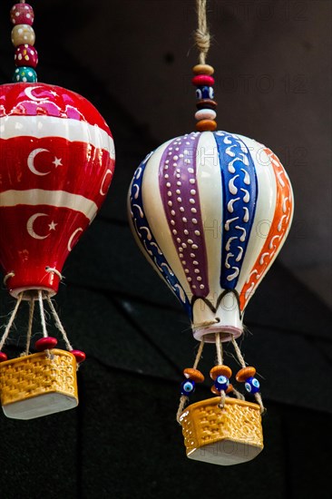 Hot air balloons model made of clay for decoration for sale at the market