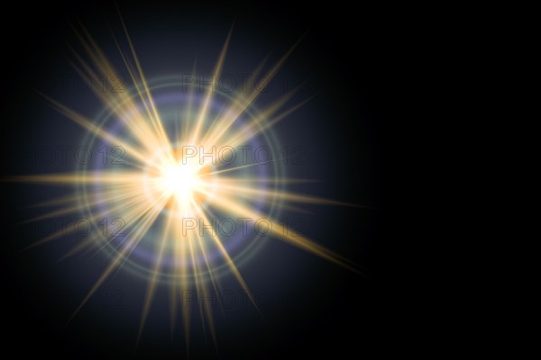 Abstract sun burst with digital lens flare background