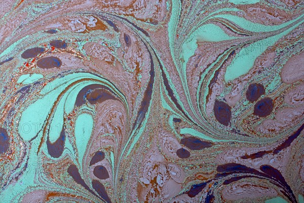 Creative ebru art background with abstract paint. Marbling texture floral patterns