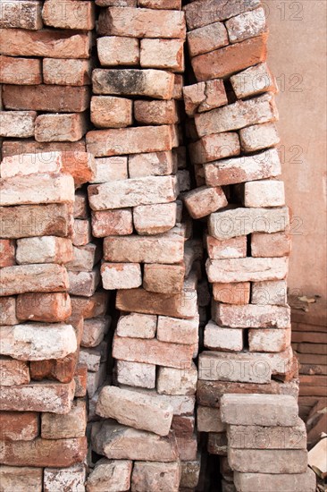 Pile of brick block used for industrial in residential building