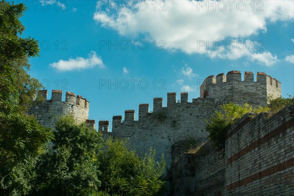 The ancient city walls of Constantinople in Istanbul