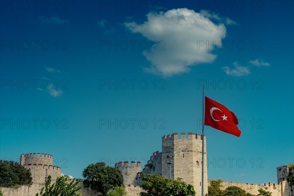 The ancient city walls of Constantinople in Istanbul