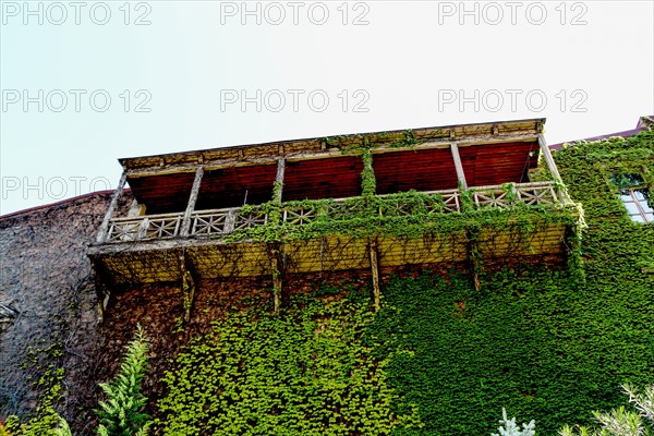 Balcony of a Traditional Georgian houses made of wood in Tbilisi of Georgia