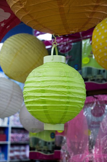 Colorful paper lantern outdoor in the marketplace