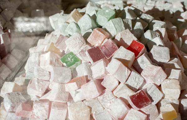 Load of traditional turkish delight lokum candy