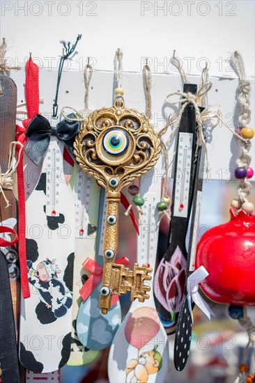 Retro styled decorative mettalic key in view