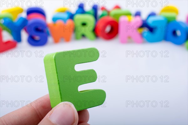 E Letter cubes of Alphabet made of wood