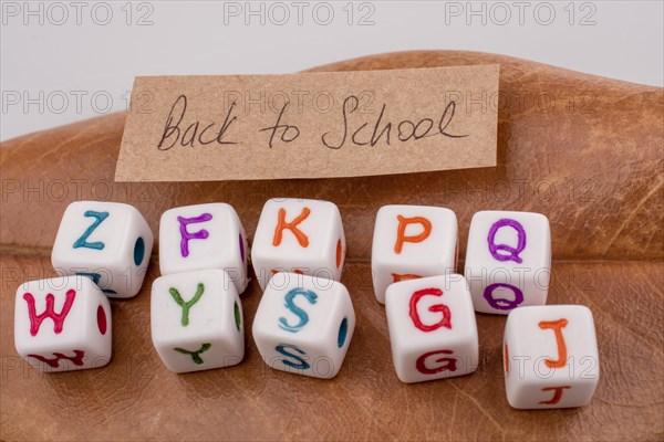 Back to school theme with colorful letter cubes