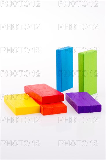 Multi color domino on white background