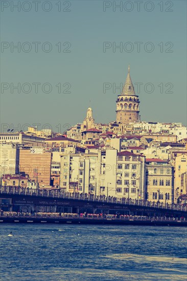 View of the Galata Tower from ancient times in Istanbul