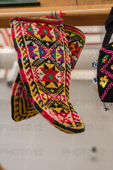 Handmade colorful Turkish ethnic styled woven woolen socks