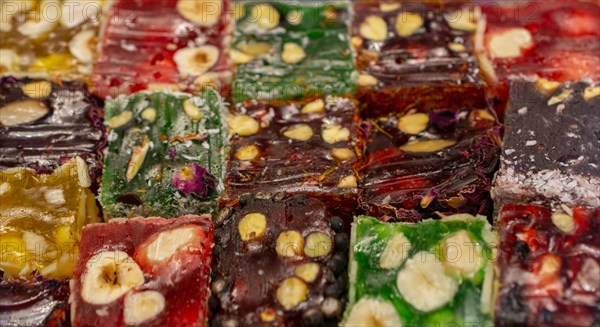 Load of traditional turkish delight lokum sugar coated soft candy