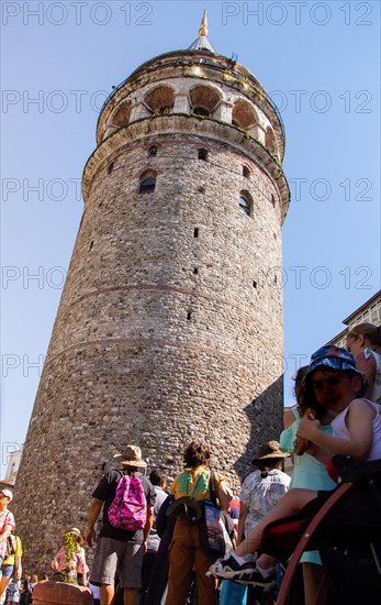 View of the Galata Tower from ancient times in Istanbul