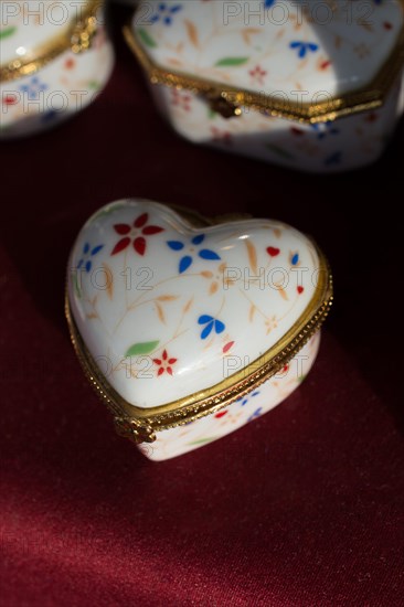 Colorful decorative objects in the shape of a heart