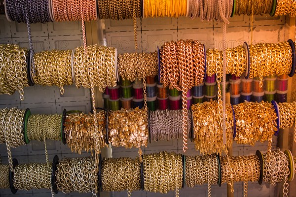 Rolls of metal chains as a background texture