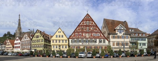 Panoramic photo of the market place with half-timbered houses