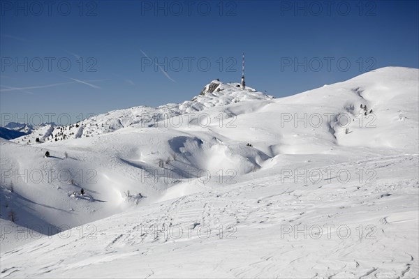 Dobratsch summit with transmission mast