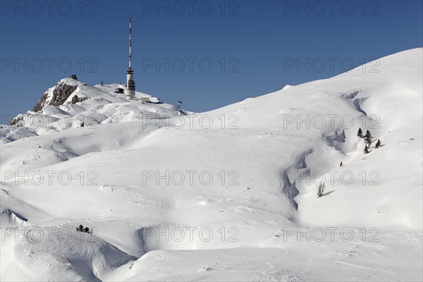 Dobratsch summit with transmission mast