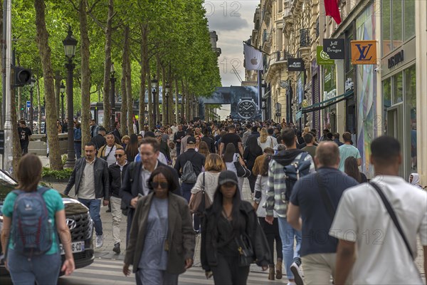 Tourists on the Champs Elysees