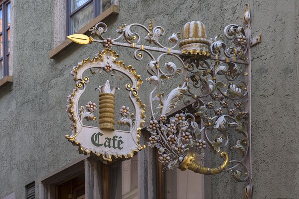 Wrought-iron nose sign of a cafe