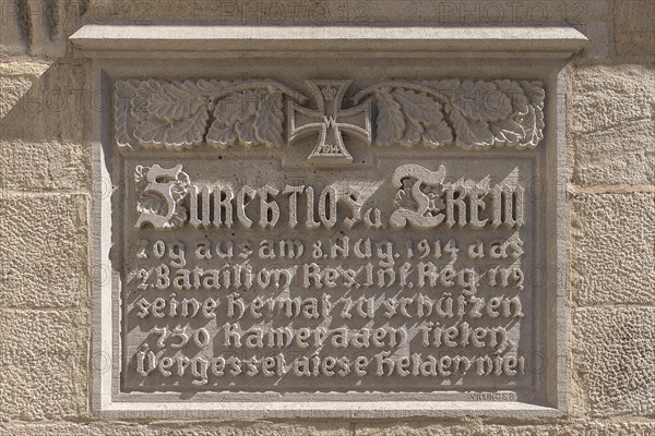 Commemorative plaque of the 1st World War 1914-1918 designed as a Relif