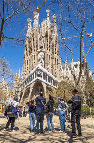 Visitors admire Sagrada Familia