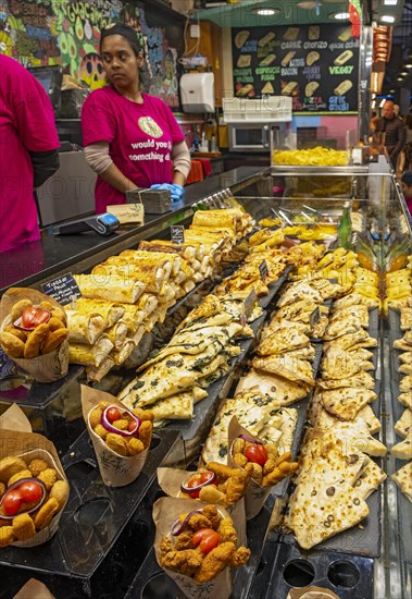 Food displayed at La Boqueria market