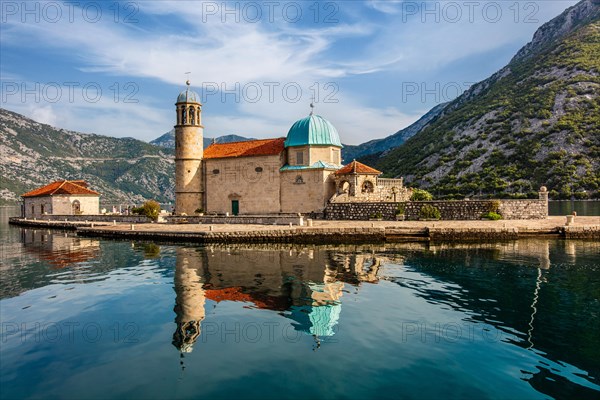 The former seafaring centre of Perast with the beautiful offshore island of Gospa od Skrpjela