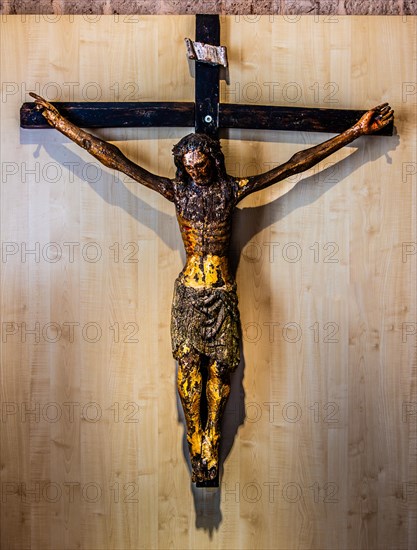 Painted wooden crucifix