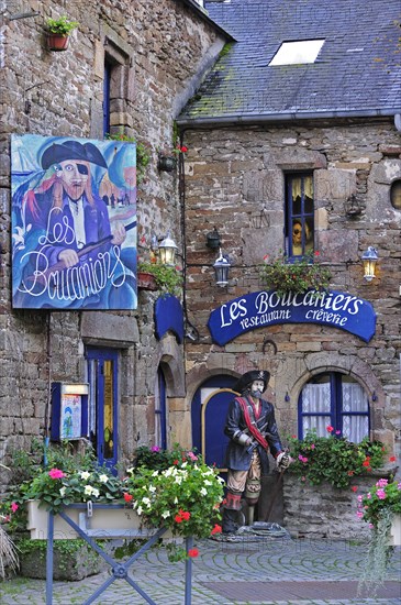 Pirate in front of restaurant at Le Conquet