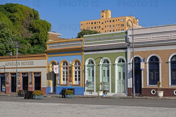 Colourful colonial buildings on the main square in the city centre of capital Manaus