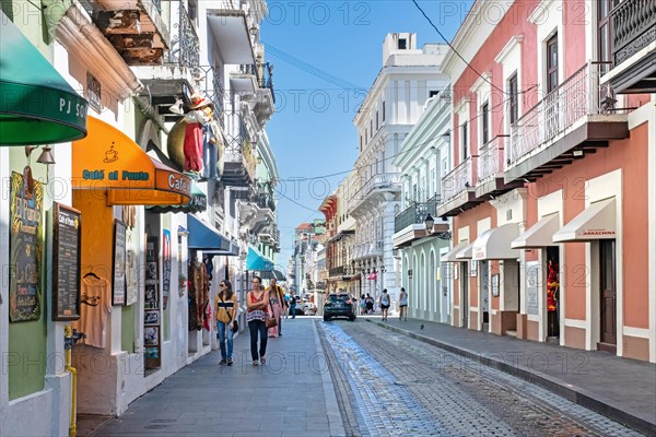Shops and cafes in Old San Juan