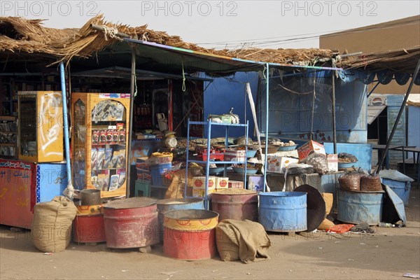 Merchandise and groceries on display in primitive shop