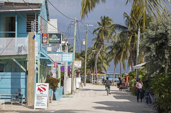 Guesthouses and dive shop at Caye Caulker Village on Key Caulker