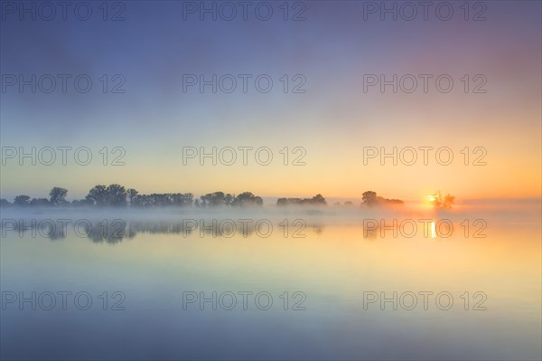 River Elbe covered in mist at dawn