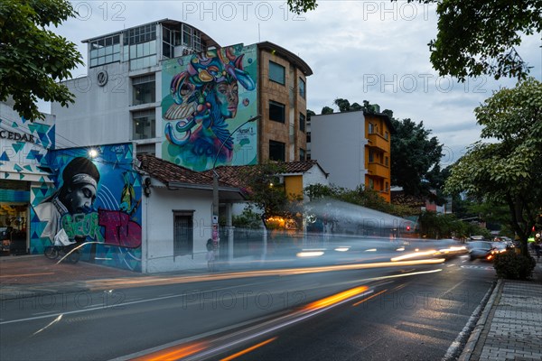 Residential and commercial building with graffiti on the wall