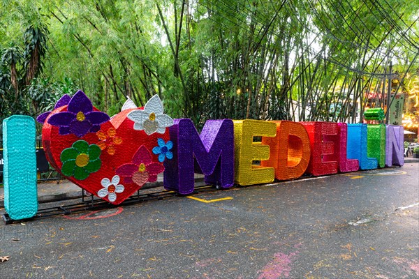 Medellin lettering in neon colours