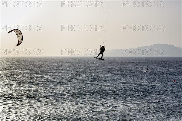 Kitesurfer jumping