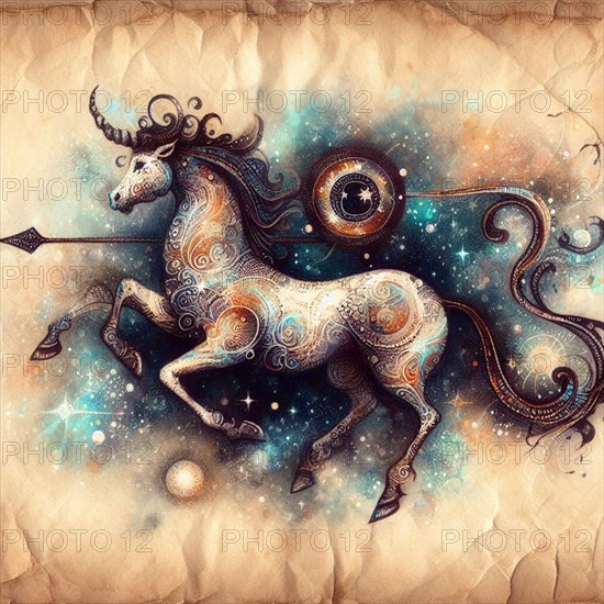 Sagittarius zodiac astra retro vintage carton card