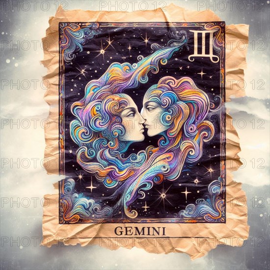Gemini zodiac astral card
