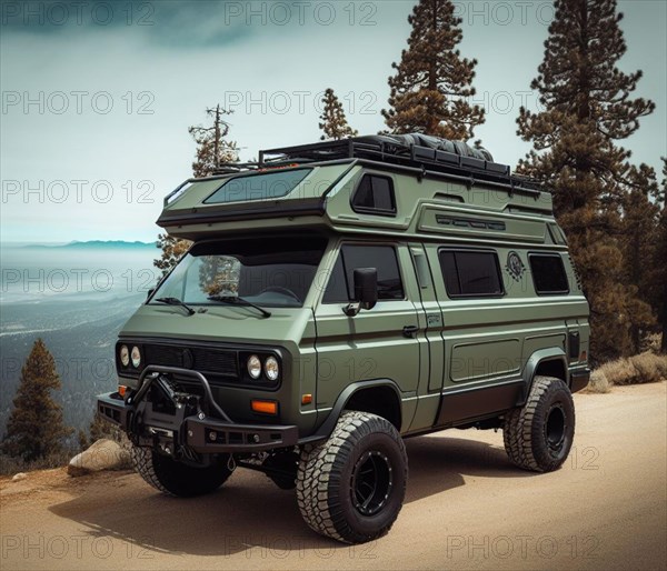 Rusty dirt offroad 4x4 lifted vintage custom camper conversion jeep overlanding in mountain roads