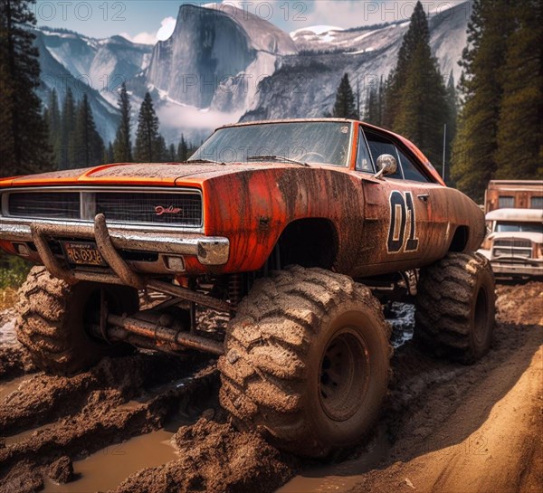 Rusty dirt offroad 4x4 american general lee lifted vintage custom camper conversion jeep overlanding in mountain roads