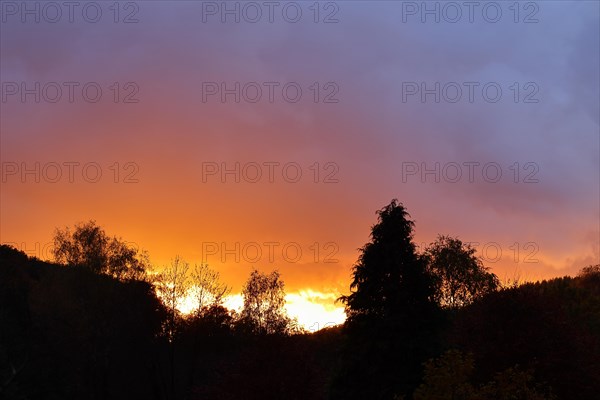 Sunset with dramitic dark clouds