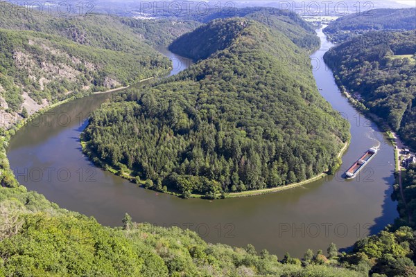 Saarschleife with a transport ship